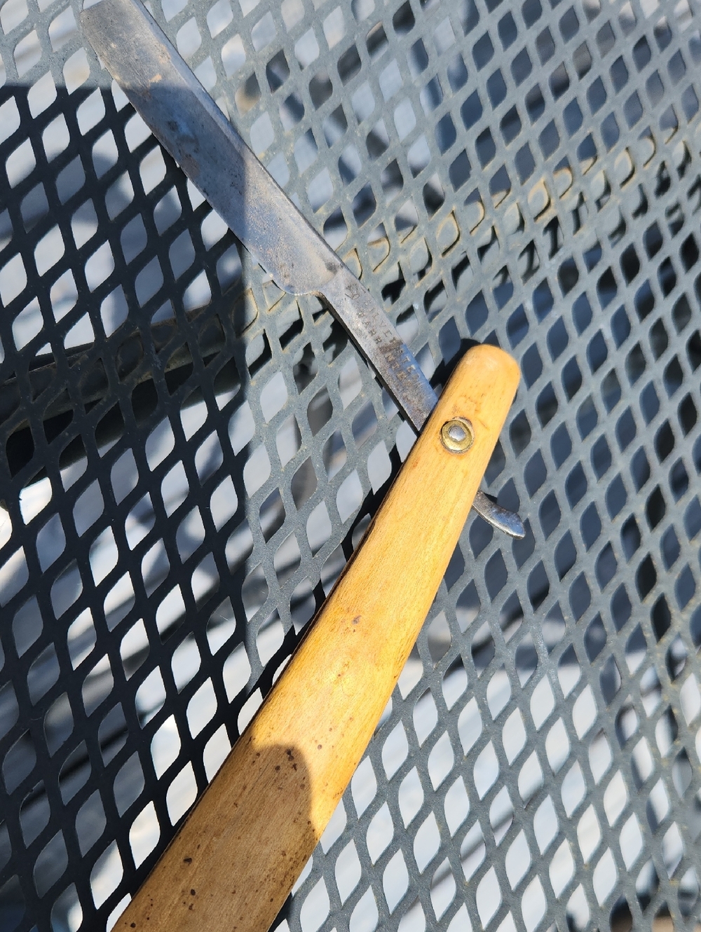 Vintage Silversteel Folding Straight Razor with Light Wood Handle